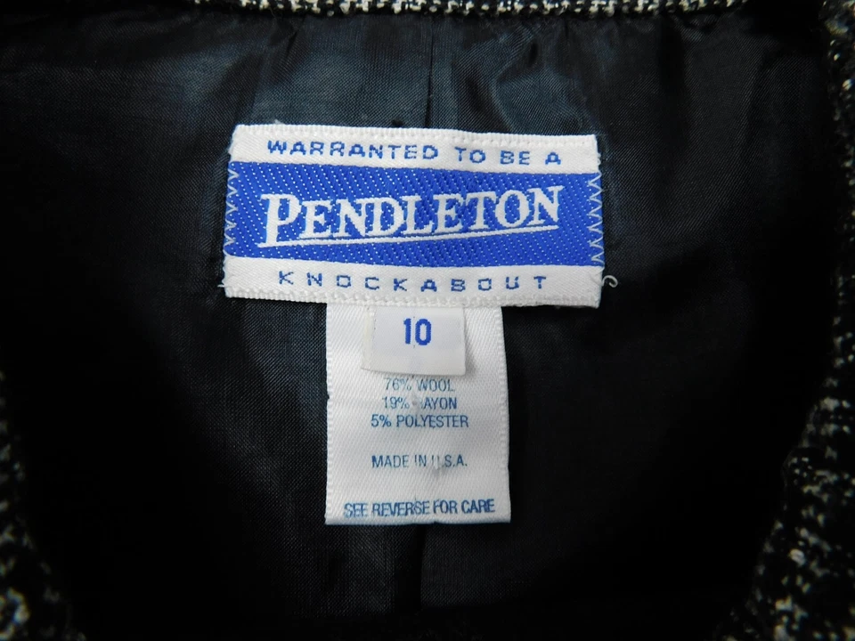 Chaqueta Pendleton De Colección Para Mujer 10 Negra Cuadros Lana A Cuadros Cremallera Preppy Academia Foto 4 de 4