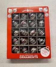 Christopher Radko Shiny Brite Set Of 20 Round Glass Christmas Ornaments