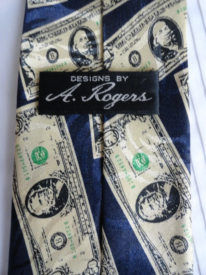 Gravata de seda A Rogers Money IRS banqueiro moeda financiamento - Imagem 3 de 4