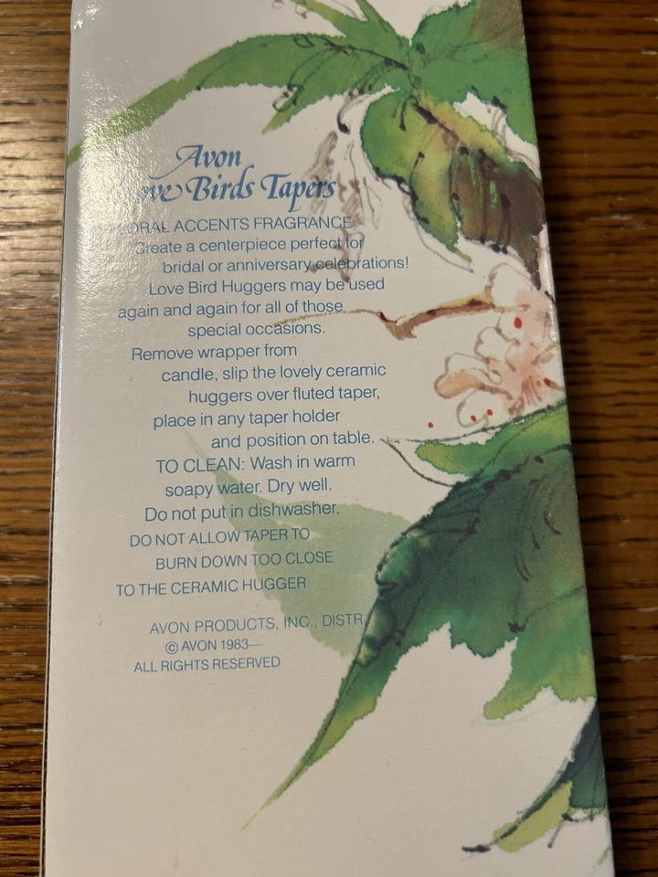 Juego de 2 velas cónicas/abrazadores de cerámica vintage Avon Blue Love Bird Lovebirds 10" Foto 2 de 2