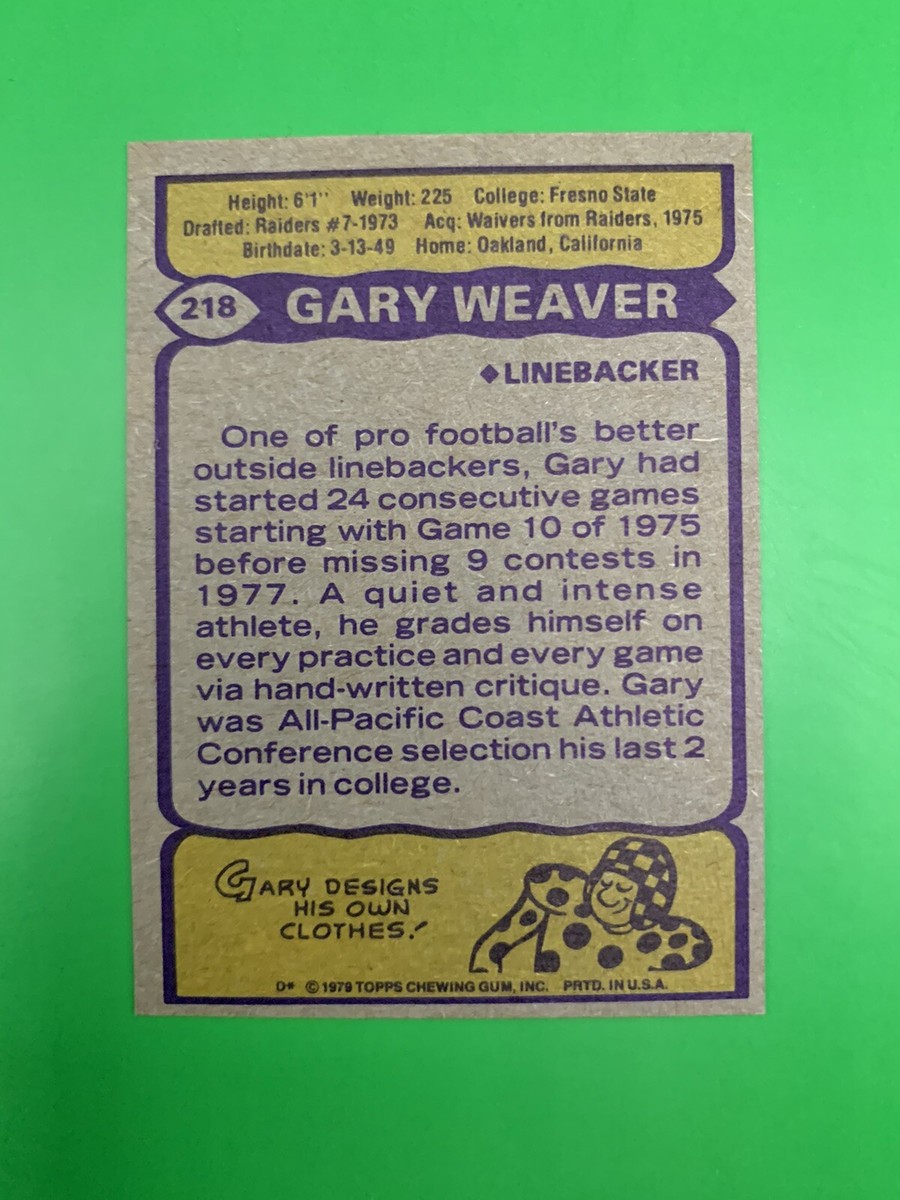 1979 Topps Gary Weaver RC Green Bay Packers #218 | eBay