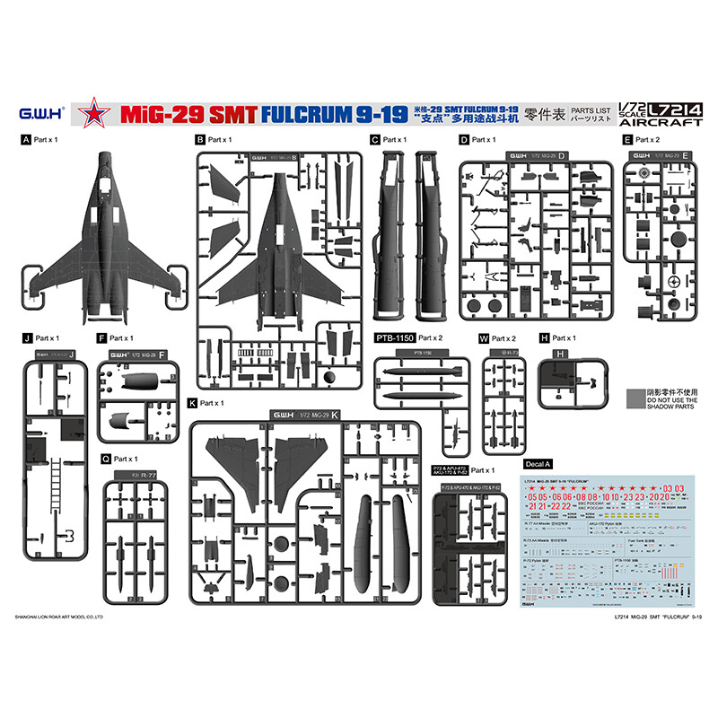GreatWall Hobby L7214 1/72 MIG-29 SMT FULCRUM 9-19 MODEL KIT | eBay