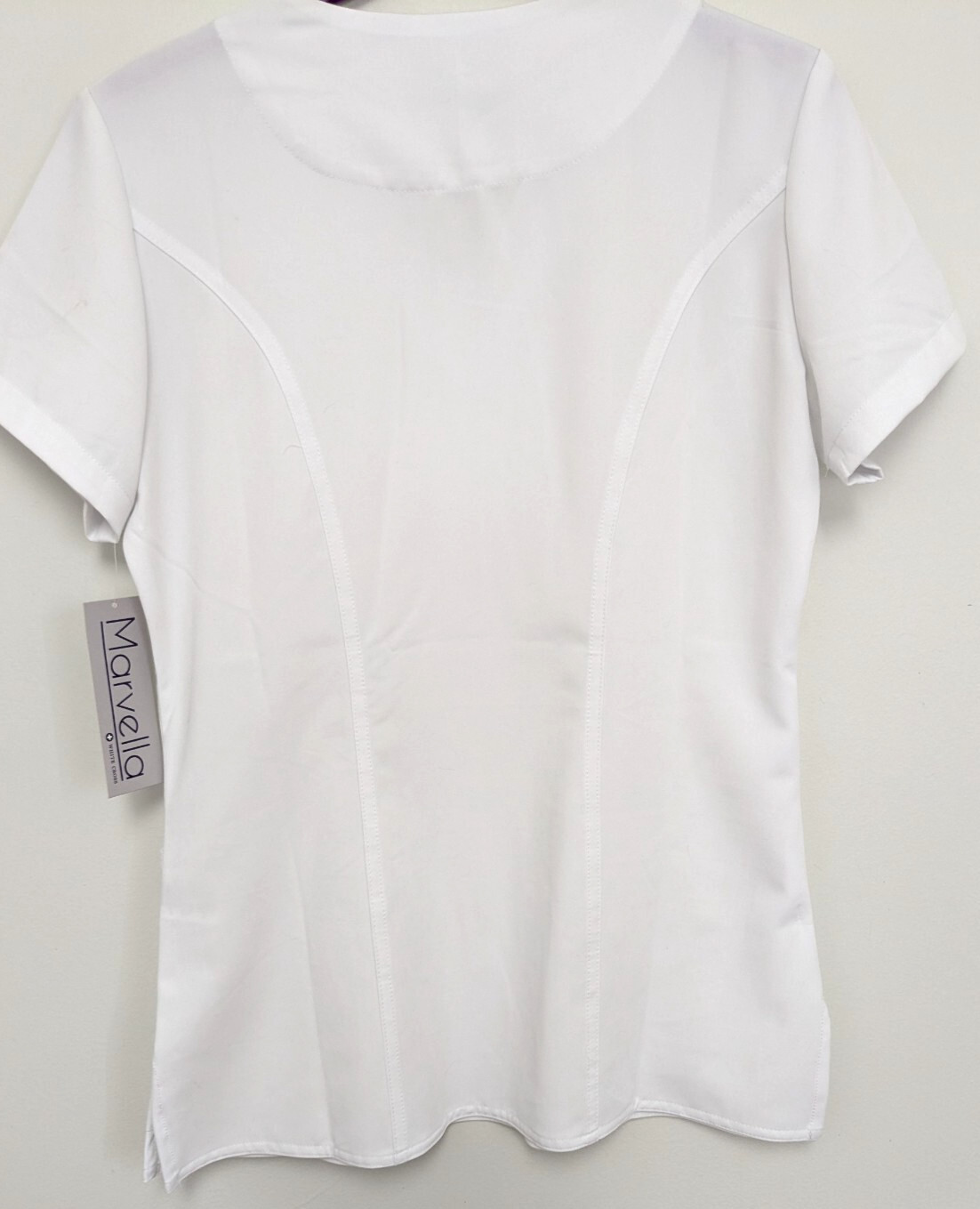 White Cross Marvella Scrub Top, Sz. XS, Color ~ White "Lovely" Nice Stretch~ NWT