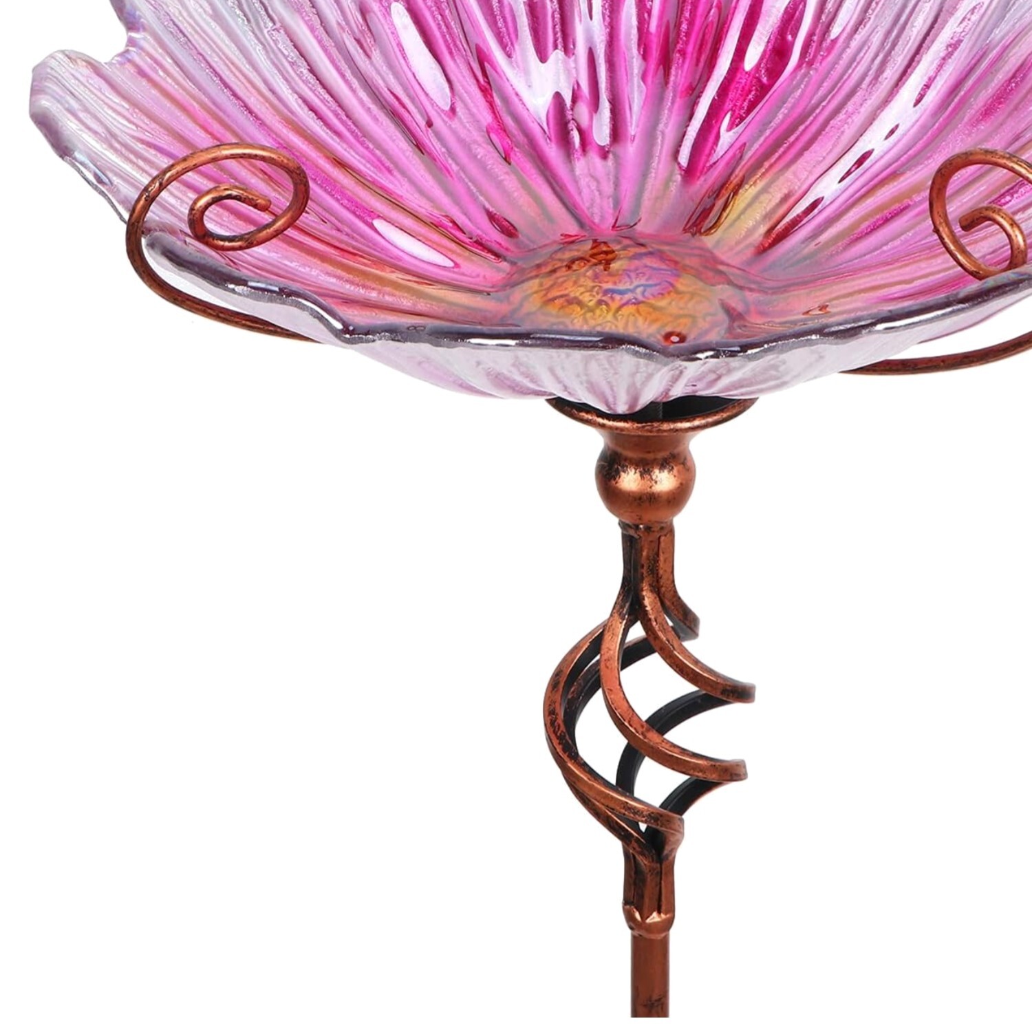 Pink 31in Weatherproof Glass Bird Bath and Feeder for Outdoors