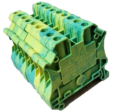 (Lot of 9) PHOENIX UT 4-PE / UT4PE CONTACT 3044128 GROUND TERMINAL BLOCK