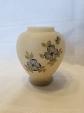 Handpainted Fenton Small Vase With Blue Flowers Signed By Sandy Kelley ~4 3/4"