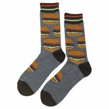 NWT Hamburger Dress Socks Novelty Men 8-12 Gray Crazy Fun Sockfly