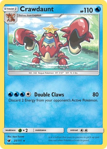 Crawdaunt 25/111 Rare SM - Crimson Invasion Pokemon TCG