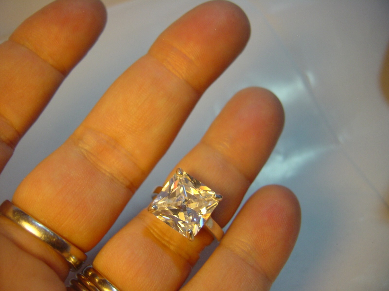 High-Quality Solid Silver Ring -Large Square Spar… - image 15