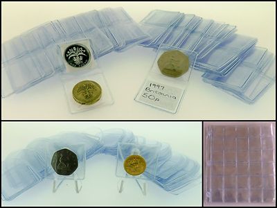 Münzalbum 30 Taschenseiten 33mm Doppelgeldbörsen 35mm Einzelgeldbörsen für 50p