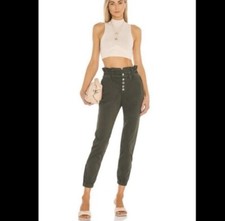 Veronica Beard Green Teddi Jogger Style Pants Button Ankle Size 25/0