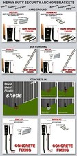 Shed Security Anchor Brackets, Screw or Bolt fixings Soft, Hard Ground Menu