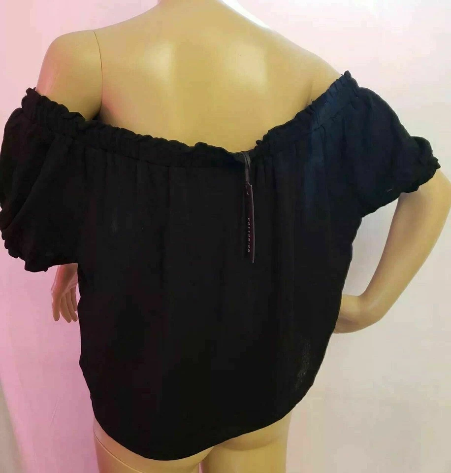COTTON ON Womens Kim off the shoulders top black Size XXL NEW (B4) - Image 3 of 4