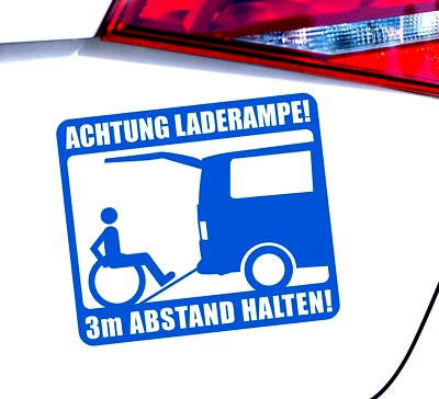 MS CAR STICKER Rollstuhl Aufkleber Lade Rampe Rollstuhlfahrer Sticker Auto 3m Abstand Halten