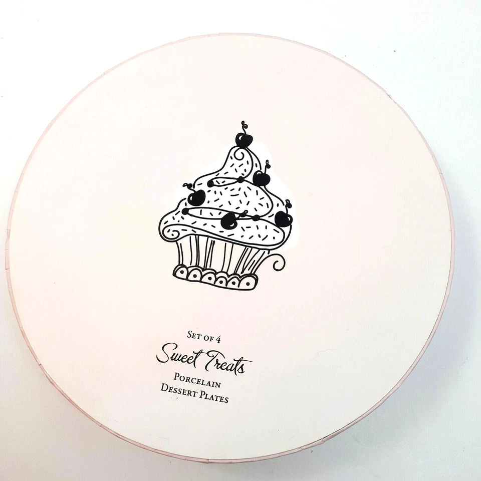 Juego de 4 platos de postre decorados de porcelana Sweet Treats C R Gibson 8" Foto 2 de 4