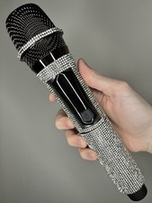 Silver Rhinestone Wireless Karaoke Microphone Receiver System - Rechargeable