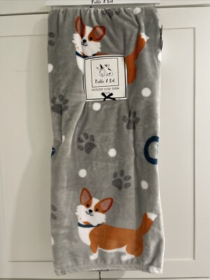 CORGI Dog Large Print 60x70 Oversized Throw Blanket Pickle Dot Paw Prints  NEW