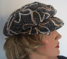 Alessandra Bacci Cabbie Cap Made in Italy Women One Size Newsboy Hat Embroidered