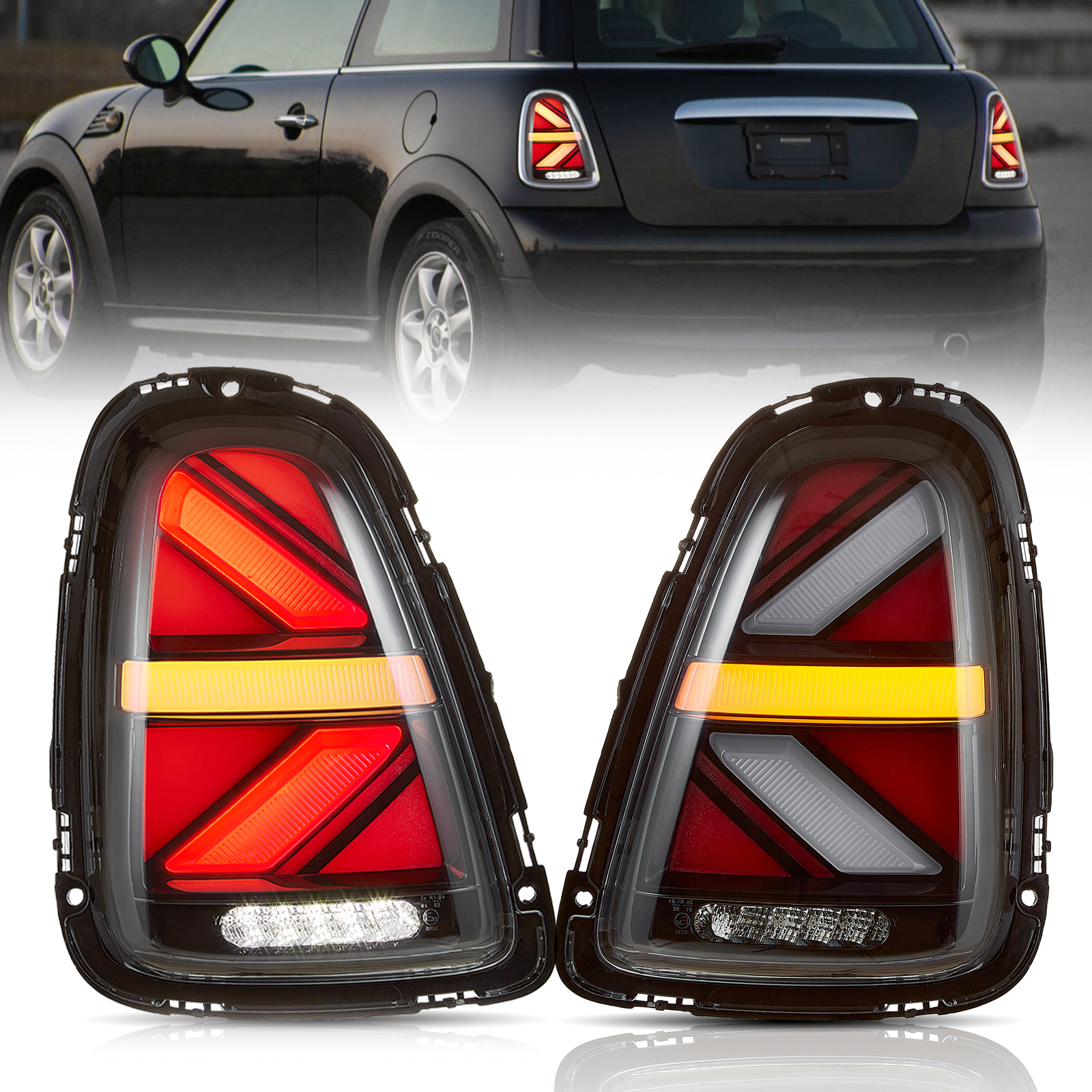 Feux arrière LED VLAND pour BMW Mini Cooper R56 R57 R58 R59 de 2007 à 2013 aspect fumé noir