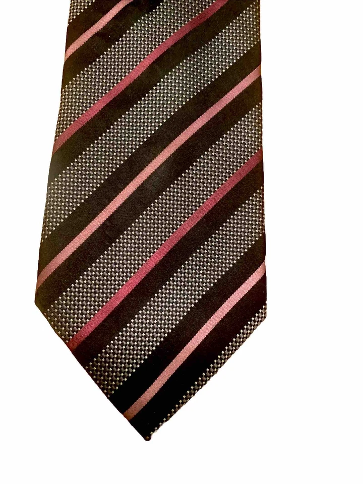 Corbata Sean John REPP CORBATA Negra Púrpura Rayas Alta 100% Seda Extra Larga Para Hombre Foto 2 de 4