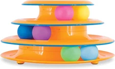 Catstages Tower of Tracks Cat Toy – 3-Level Track Tower with 6 Balls, Interact