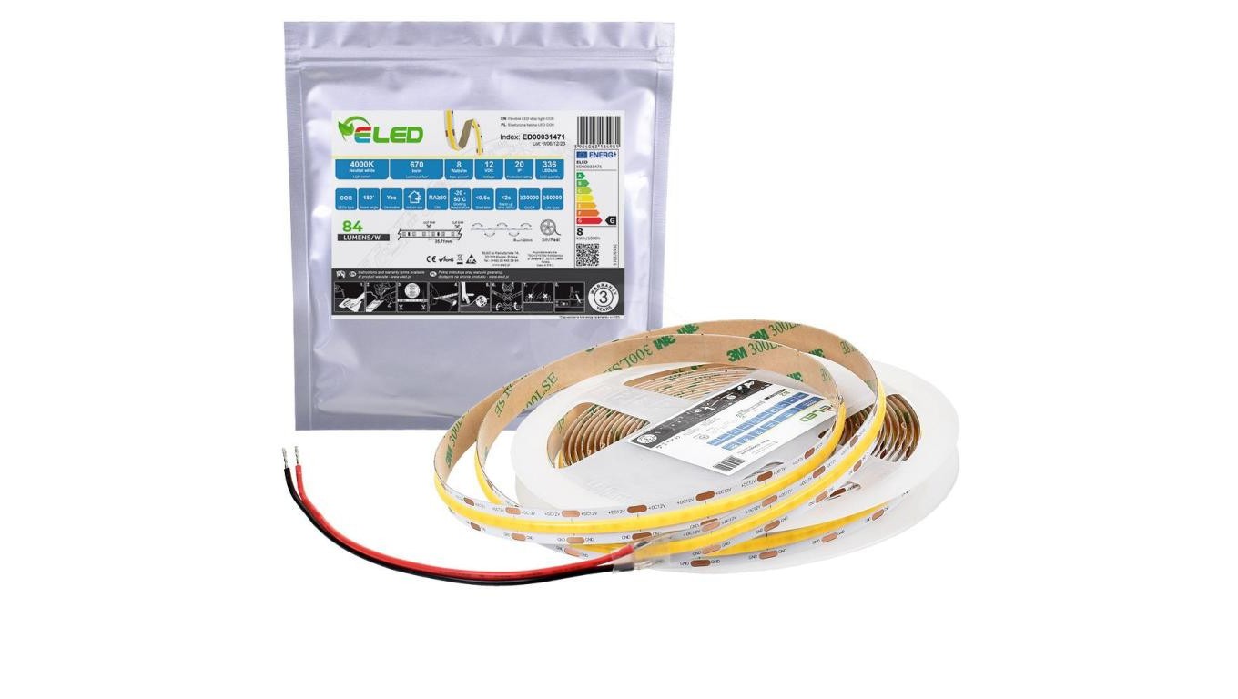 5904063164981 Tama LED COB 336 chips 12V 8W 84lm/W neutralna 4000K IP20 - ED000