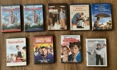 Adam Sandler Movies:  Happy Gilmore, Billy Madison,  Water boy, Spanglish...etc.