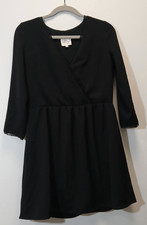 Sezane womens small black dress surplice neckline whimsigoth size 36