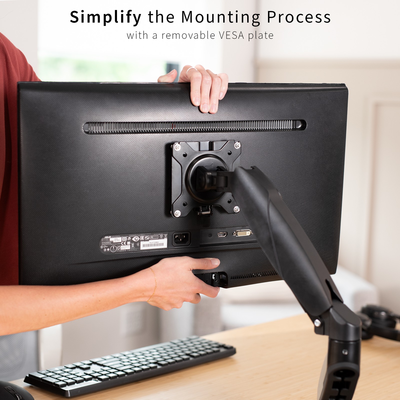 VIVO Black Adapter VESA Bracket Kit and Wall Mount for Monitor, Stand Attachment