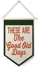 Qpenm These Are The Good Old Days Sign Hanging Wall Canvas 11x15in, Brown 