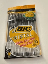 10 Pack BIC Pens Cristal Black Ball New Old Stock BB22