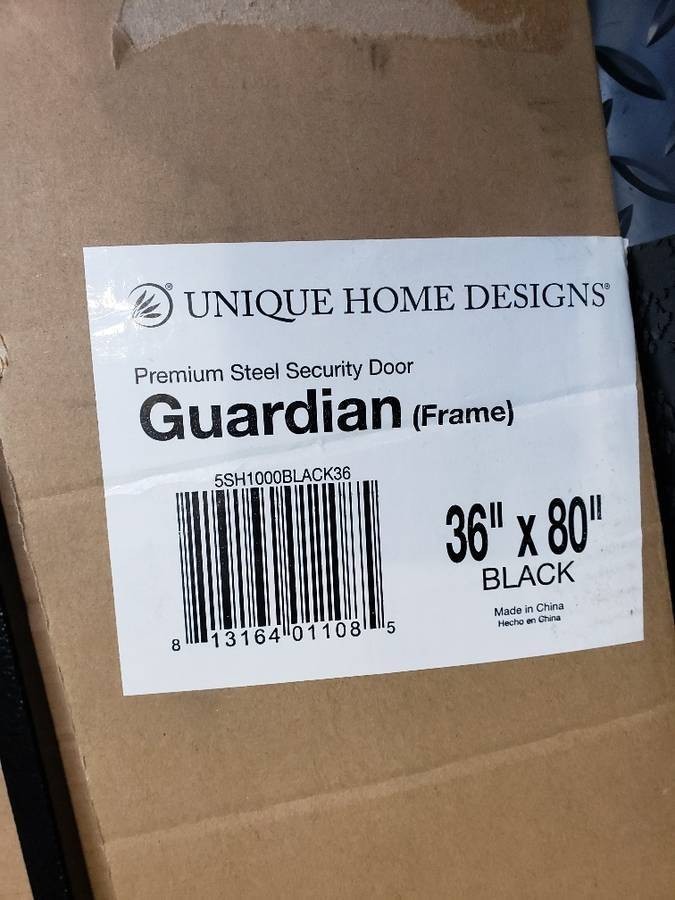 36" x 80" Guardian Black Surface Mount Outswing Steel Security (31R)