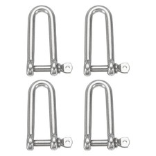 4pcs Stainless Steel Long D Shape Shackle for Boat Chain 3/10" 8mm Silver Tone