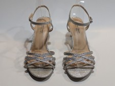 American Glamour Badgley Mischka Vera Womens Sz9 Silver Heel Padded Sandals