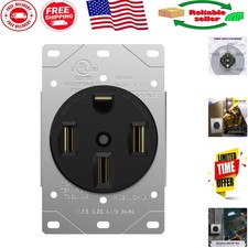 Durable Black 50A NEMA 14-50R Receptacle - 125/250V for RV and Electric Vehicles