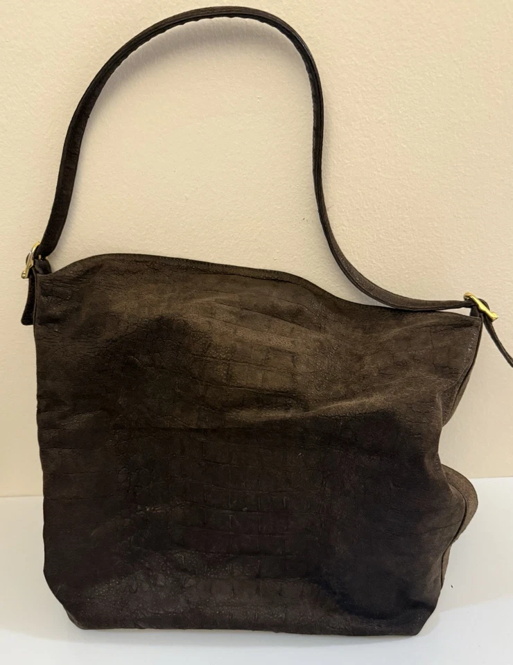 Bolso de Hombro Vintage Gianfranco Ferre Marrón Gamuza Cartera Foto 2 de 4