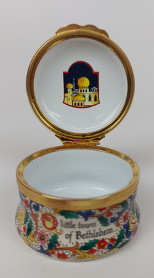 Halcyon Days Emaille Schmuckschatulle Bethlehem Weihnachten 1992 England Sammlerstück