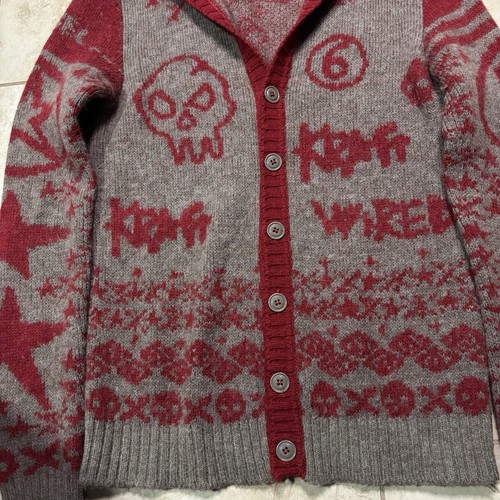 y2k Diesel Less Wired Headphones Skull graphic wool sweater mens large - Picture 2 of 10