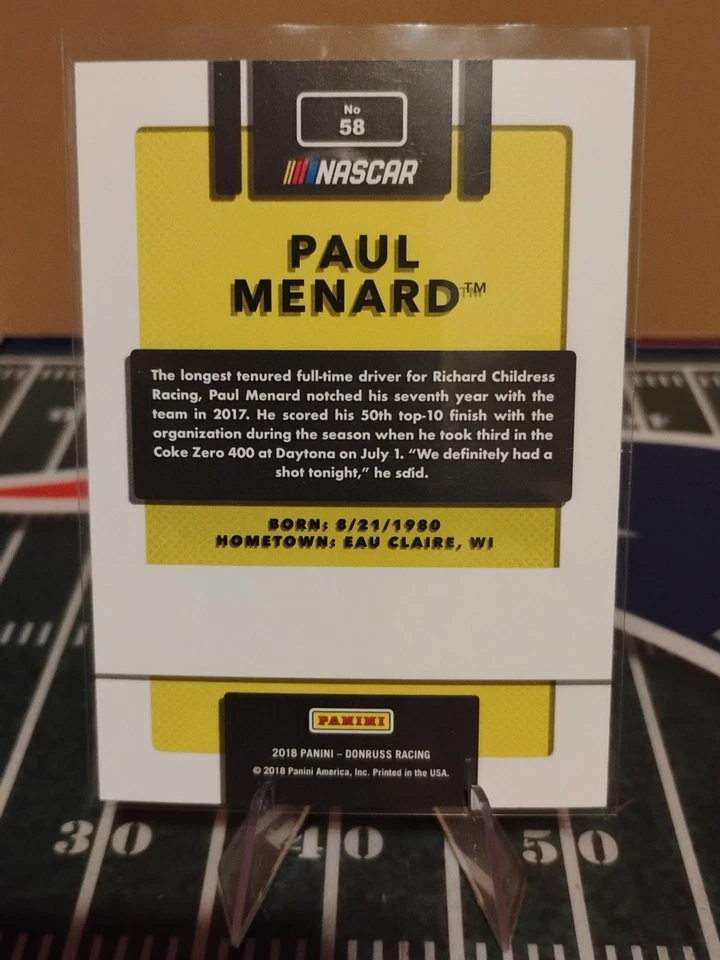 2018 Donruss Racing Gold Foil #58 Paul Menard 251/499 - Image 2 of 2