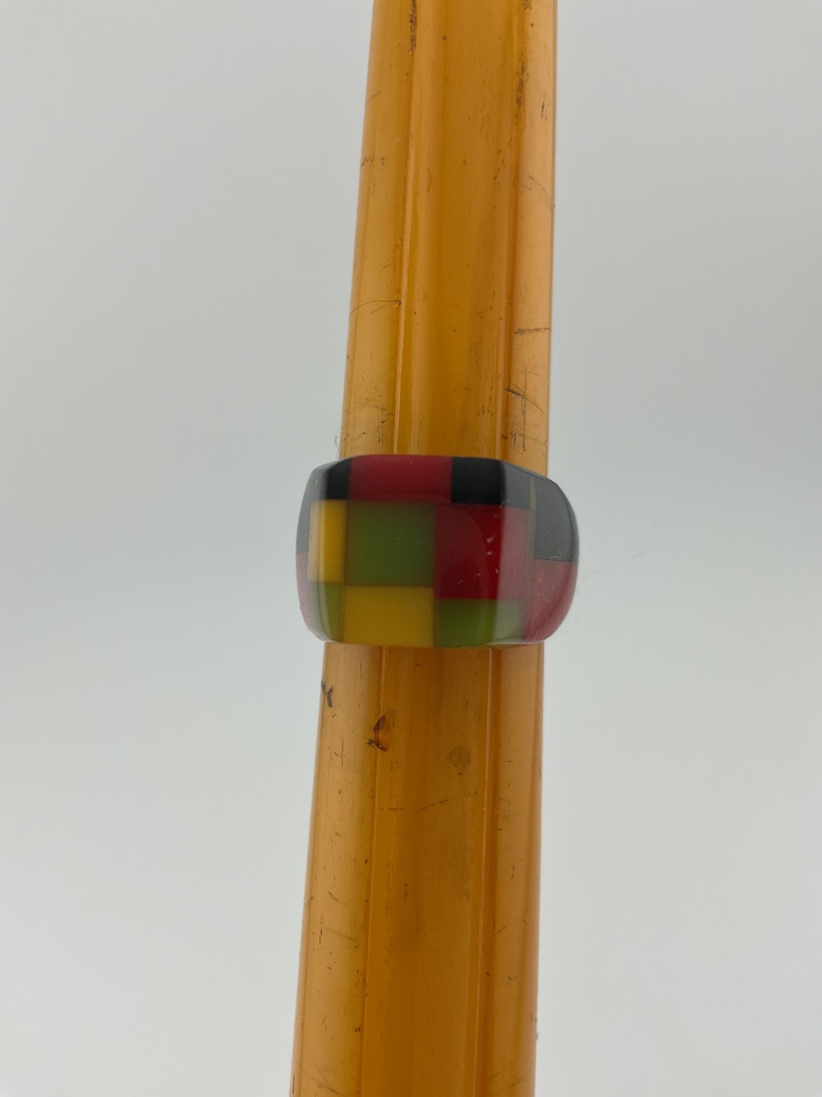 Shultz Bakelite Square Front Ring Multi Colors Si… - image 4