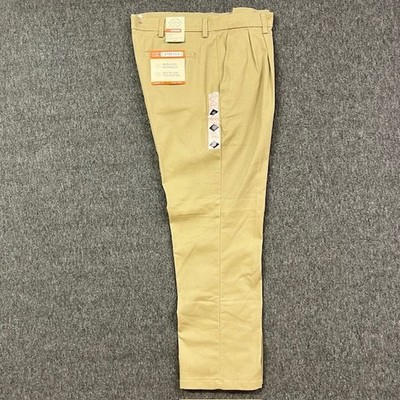 St Johns Bay Pants Mens 36x30 Classic Pleated Stretch Khaki Easy Care ...