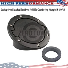 Gas Cap Cover Black Fuel Tank Door Fuel Filler Door for Jeep Wrangler JK 2007-18
