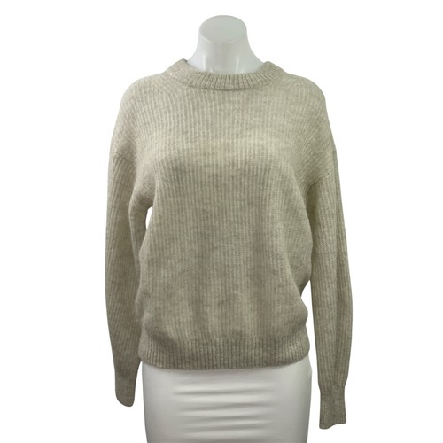 Everlane Women's Cream Wool Long Sleeve Ribbed Knit Pullover Sweater Top Size S
