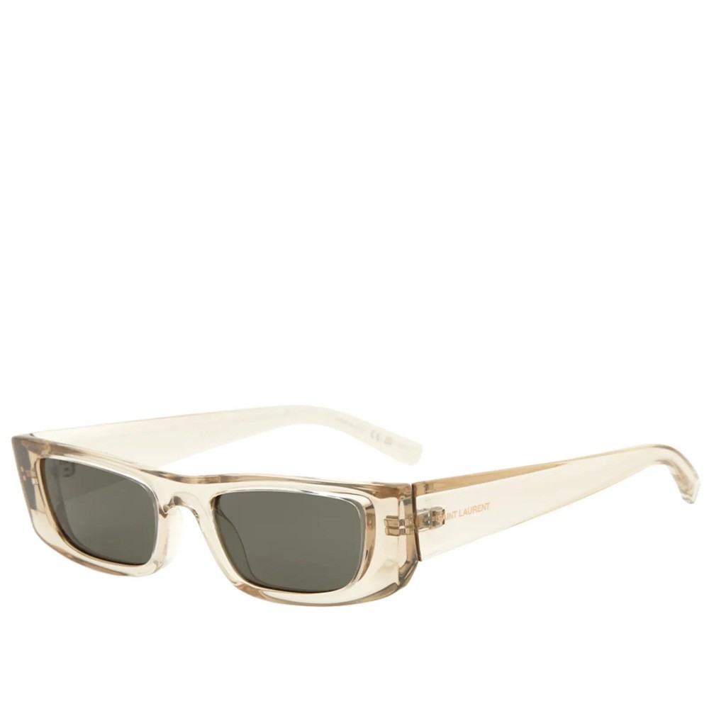 Occhiali da sole Saint Laurent YSL SL 553 001 unisex lenti grigie trasparenti rettangolari 52 mm