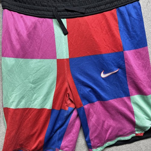 Nike Dri-FIT Shorts Boys XL 8” Multicolor Patchwork Rainbow Checkered Athletic - Picture 2 of 10