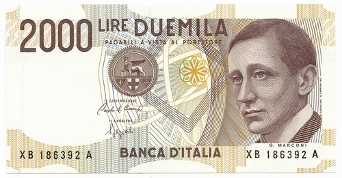 2000 LIRE B. D'ITALIA GUGLIELMO MARCONI SERIE SOSTITUTIVA XB 25/07/2001 qFDS - Foto 1 di 6