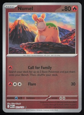 Numel 021/132 Reverse Holo Common Pokemon Mega Evolution MEG NM