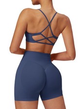 Workout Sets for Women Seamless High Waist Scrunch Butt Lifting Gym Shorts Ba...