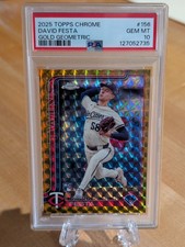 2025 Topps Chrome #156 David Festa Rookie Gold Geometric 10/50 RC PSA 10