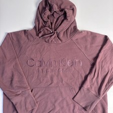 Calvin Klein Performance Women  s Purple Pullover Fleece Hoodie Logo Pockets L/G